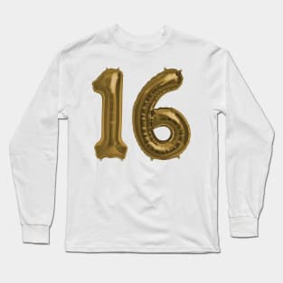 Bronze 16th Birthday Metallic Helium Balloons Numbers Long Sleeve T-Shirt